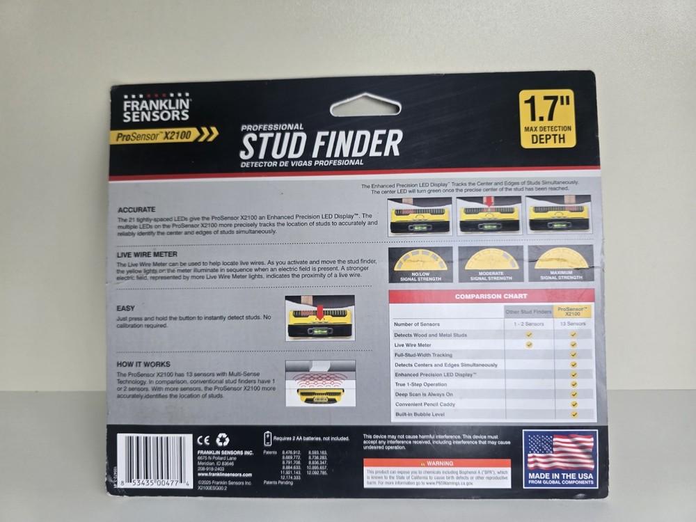 Franklin Sensors Prosensor X2100 Professional Stud Finder