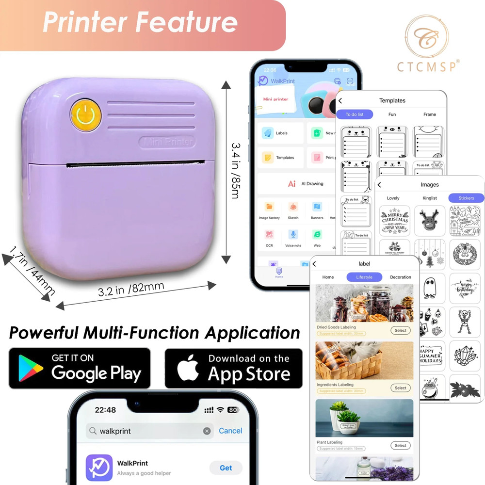 Sticker Printer Label Maker Bluetooth Gift Creative DIY Notes Pictures Journal