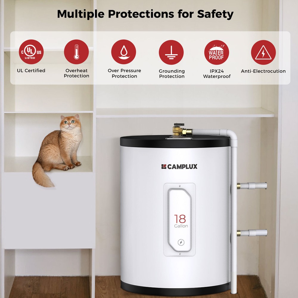 CAMPLUX 18 Gallons Tank Water Heater Electric Instant Hot Water Supply System RV