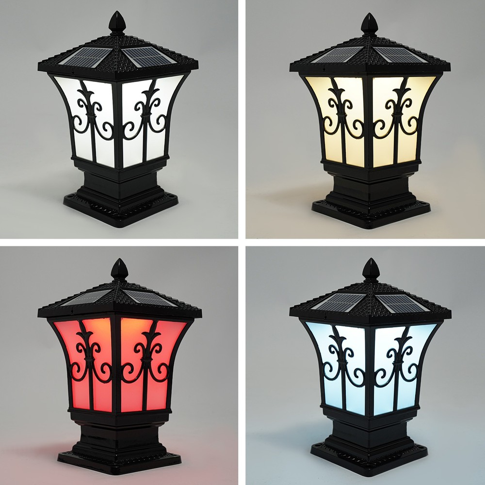 Outdoor Solar Post Light Solar Powered Pillar Light Remote Control Garden Light