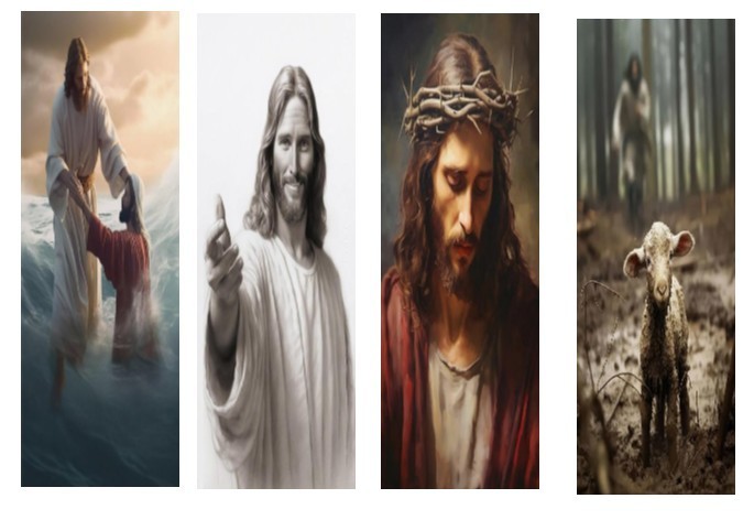 Set of 4 Jesus bookmarks handmade