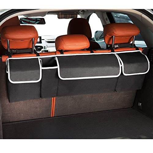 Backseat Trunk Organizer - High Capacity Auto Trunk Hanging Storage (Black A)