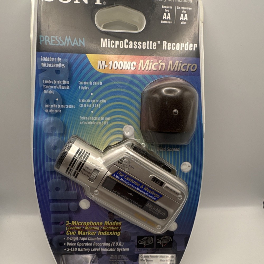 Sony Pressman M-100MC Microcassette Recorder 3-Microphone Modes V.O.R.