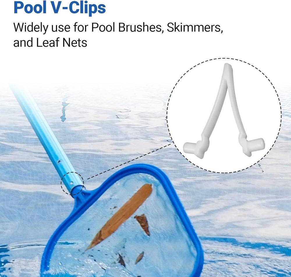 21-Pack AR-PRO Replacement Pool V-Clips - Pool Brush Plastic Clips/Pool Pole
