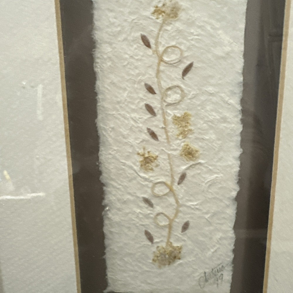 2 Pressed Flower frames 11.5"x 7 Botanical Nature signed