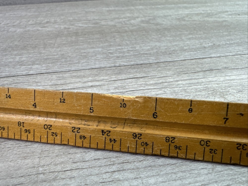 Vintage 12" K&E Co Star Quality Triangular Ruler 8881 Three Sided