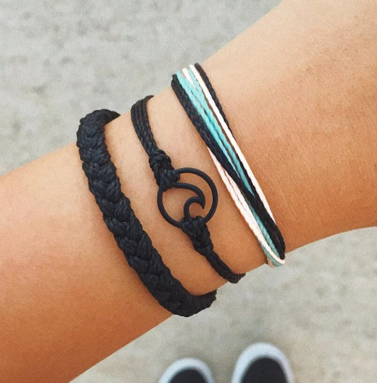 Friendship String Bracelet *MIDNIGHT SURFER* Stackable Pack of 3 Waterproof