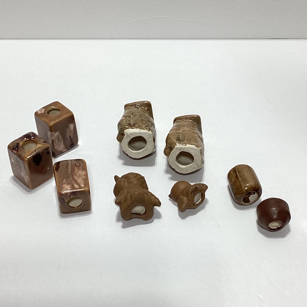 Vintage Macrame Beads Owl Lot Macrame Ceramic Beads