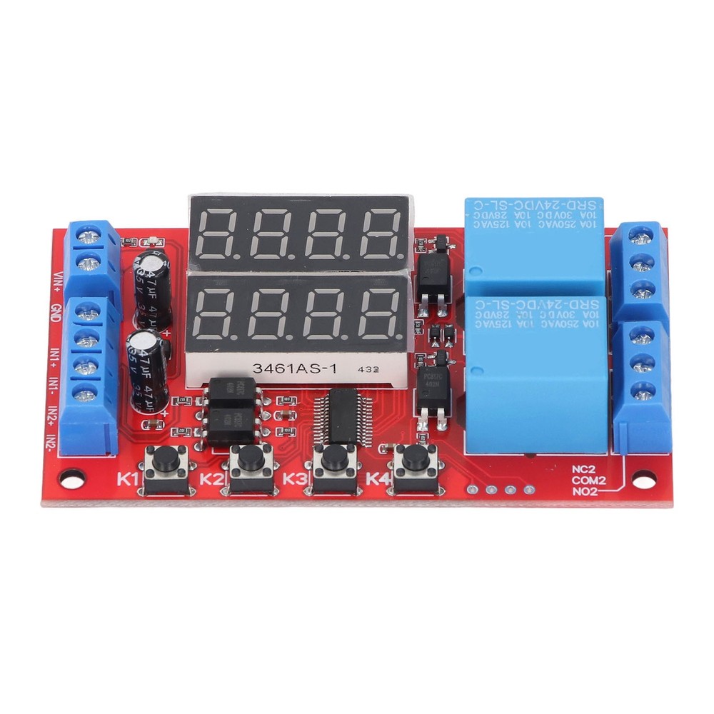 24V 2 Channel Relay Module LED Display Delay Self Locking Cycle Timer Module