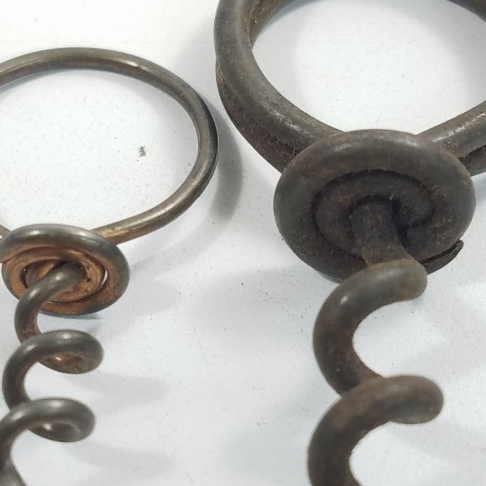 Lot 2 Vintage Finger Loop Twisted Wire Corkscrews 1 Single Loop 1 Double