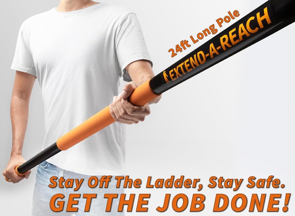 30 Ft High Reach Duster Kit with 24 Ft Extendable Pole & Microfiber Attachments