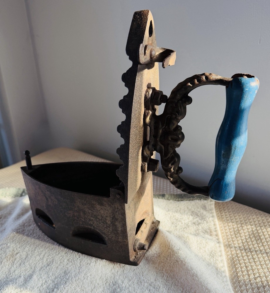 Antique German Coal Cast Iron with Wooden Handle