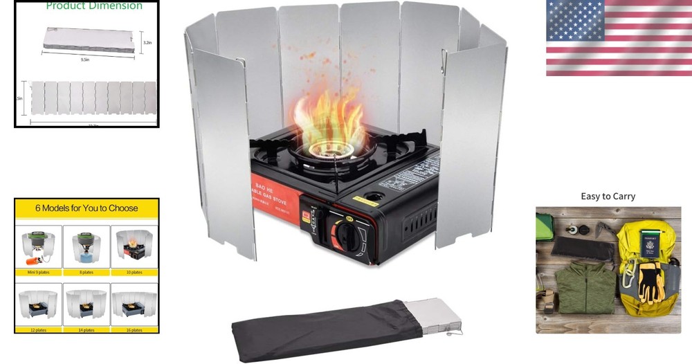 Compact 10 Plates Aluminum Stove Windscreen for Efficient Camping Cooking