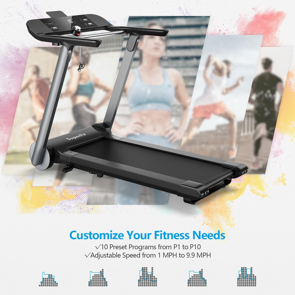 Superfit Electric Folding Treadmill Jogging MachineBluetooth10 Preset Programs