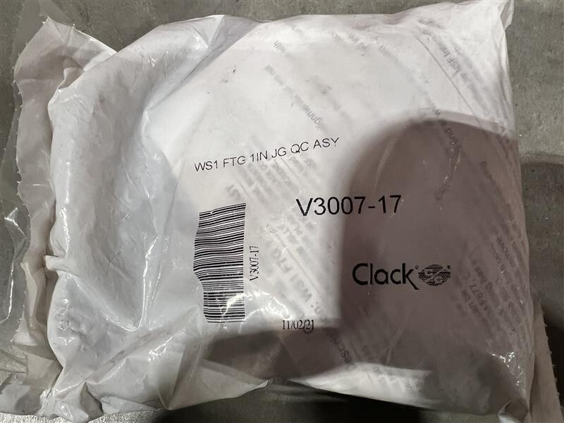 Clack 1" Straight John Guest Inlet/outlet Connectors