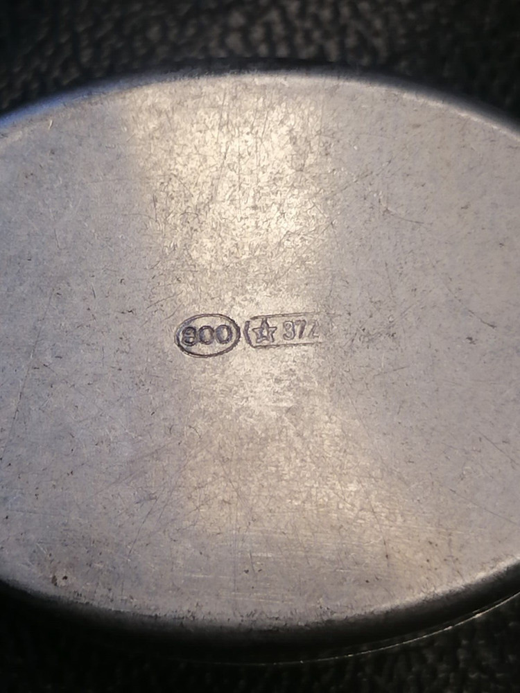 Vintage Silver 800 Pill Case Box - Simple Decorative Pattern, 7.88g