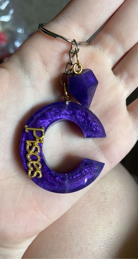 Initial Letter Keychains Epoxy Resin