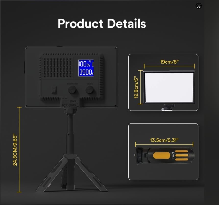 Fully Adjustable LED Video Light Panel for Stunning Live Streams & Photography