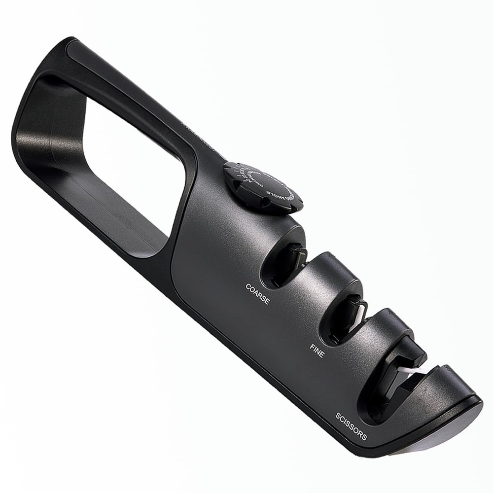 Knife and Scissor Sharpener, with 6 Adjustable Angle, Coarse Standard, Black