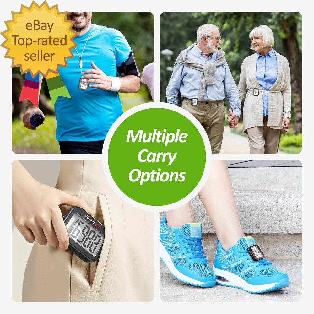 3D Pedometer for Walking Simple Step Counter for Walking with Removable Clip
