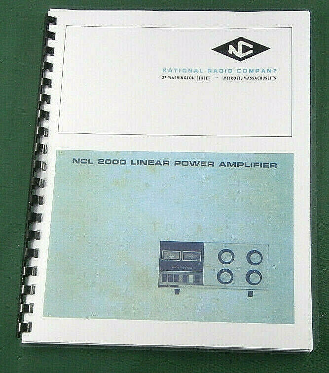 National NCL-2000 Instruction Manual: 11"X17" Foldout Schematic & Plastic Covers