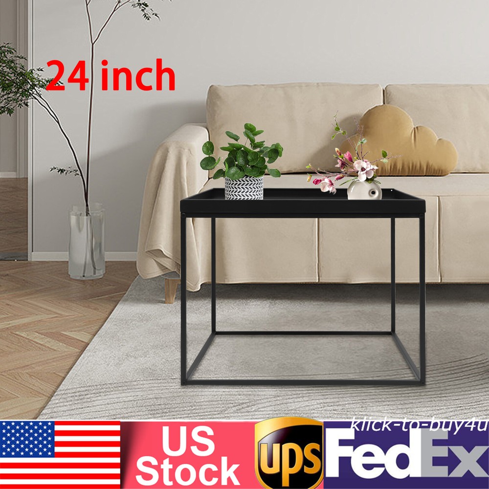 24" Square Table Metal Frame Table Portable Office Side End Table Camping Table