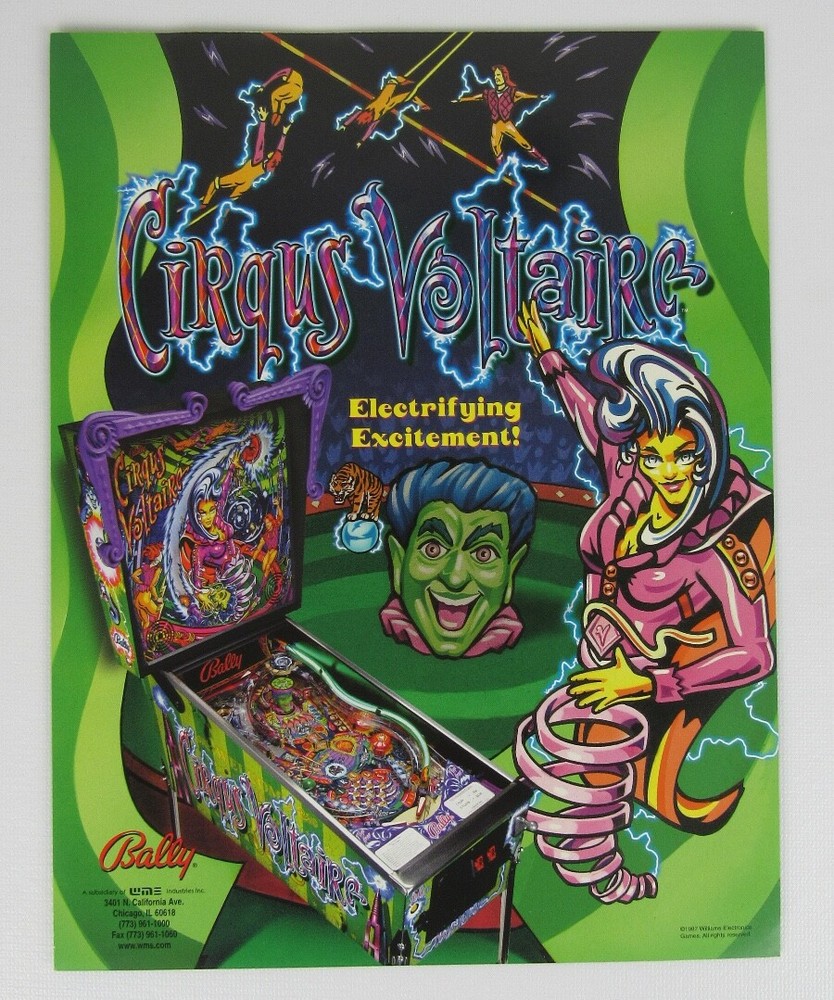 Bally Circus Voltaire Pinball Advertising Flyer