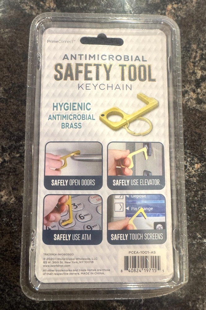 Antimicrobial Safety Tool Keychain Brass