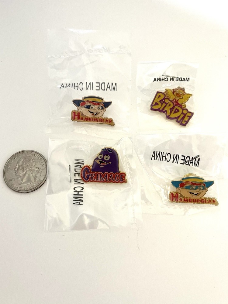 McDonald’s Button Lapel Hat/Shirt Pins Assorted McDonald’s Characters Pins 4PC