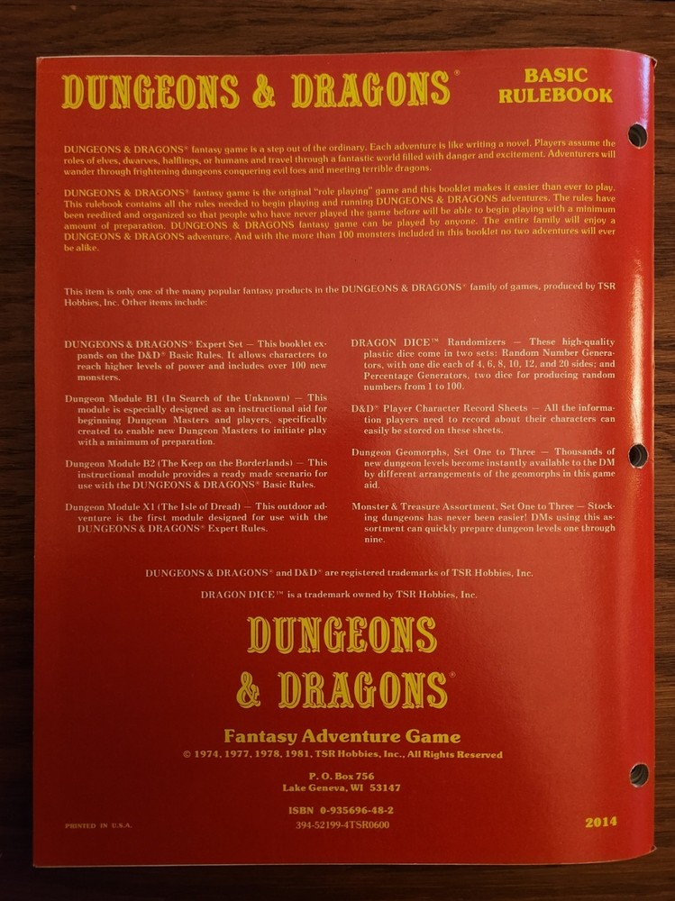 Basic Set Purple Box SEALED DICE moldvay 1011 D&D 11th printing BECMI dungeons
