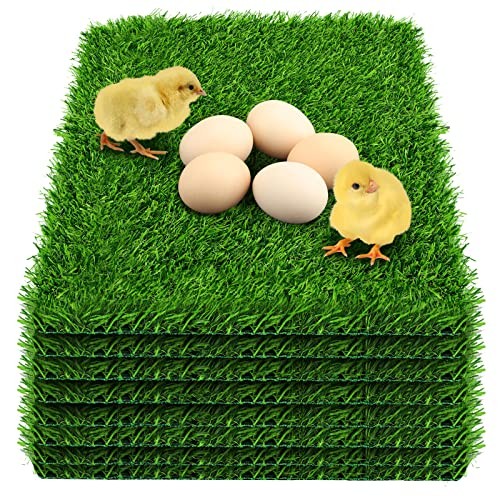 8 Pack Chicken Nesting Box Pads - Washable Artificial Grass Nesting 8pack-Green