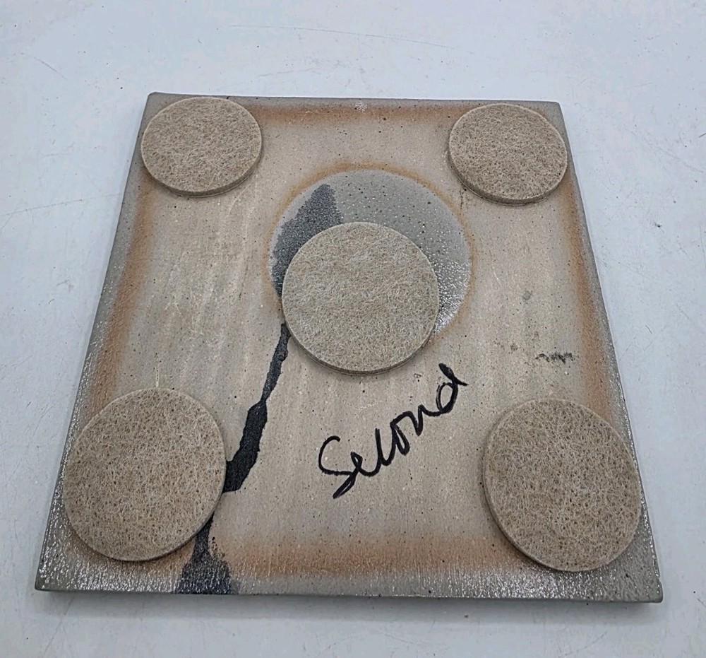 Vintage Eldreth Pottery Easter Egg Chick Blue Salt Glaze Stoneware Trivet Tile