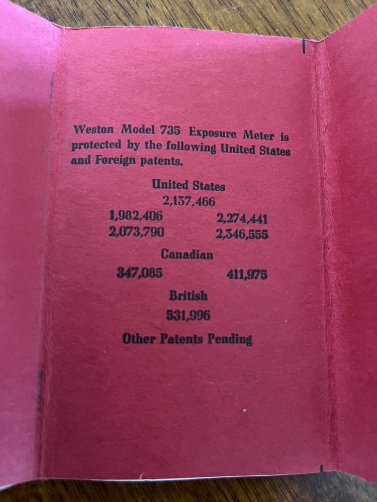 Weston Model 737 Master III Universal Exposure Light Meter With User Manual