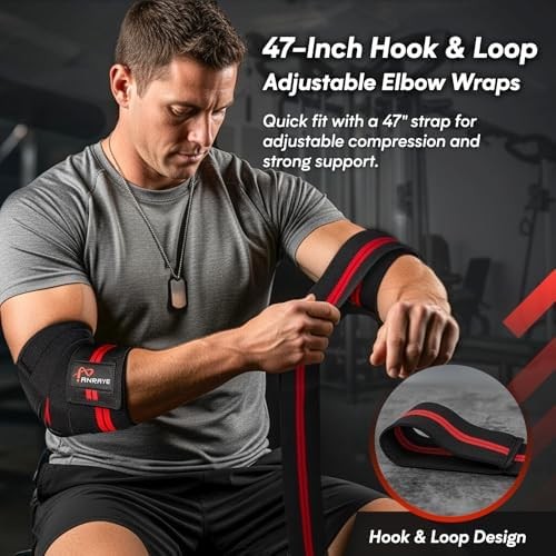 Elbow Wraps for Weightlifting Adjustable Compression Straps & Elbow Brace fo...