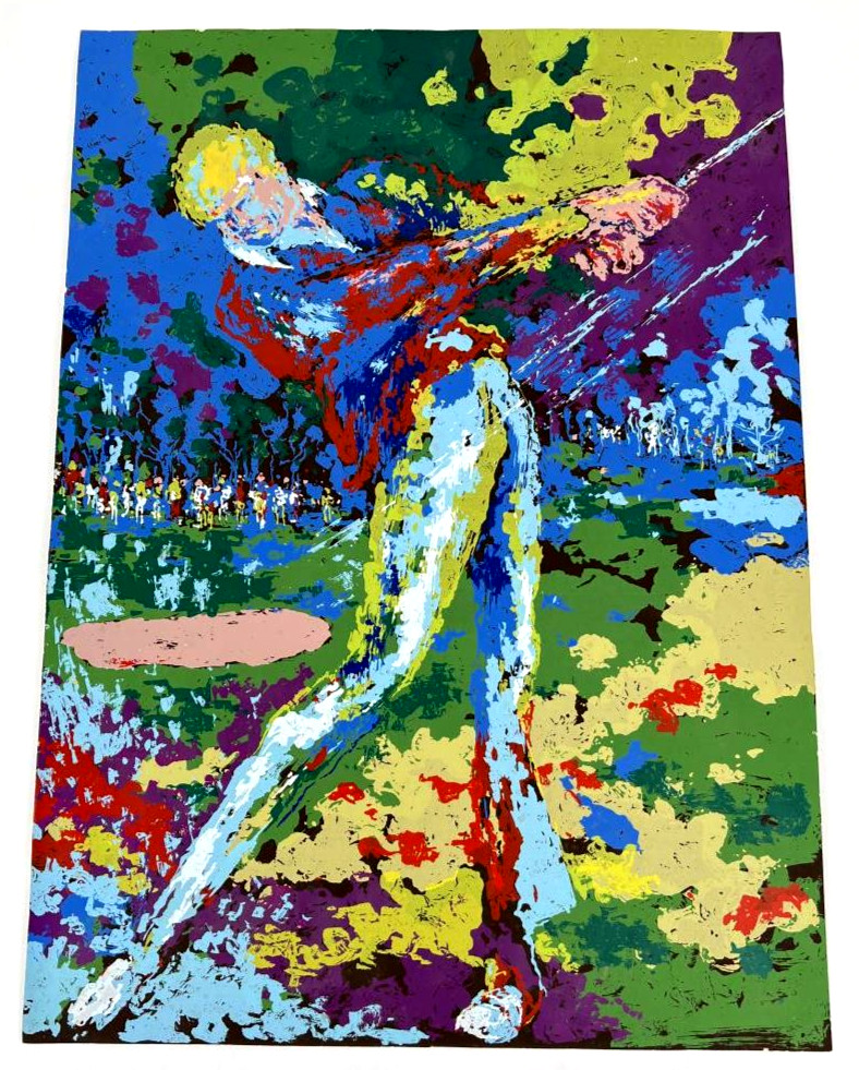 Ted Tanabe w/COA "Three Hundred Yards" Framed Original Colored Serigraph 22 x 19