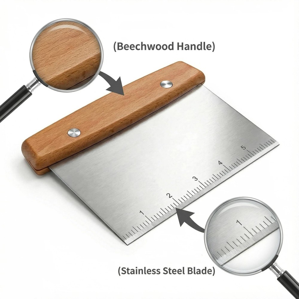WANRHDZS Dough Cutter, Kitchen Scraper, Food Multipurpose wood
