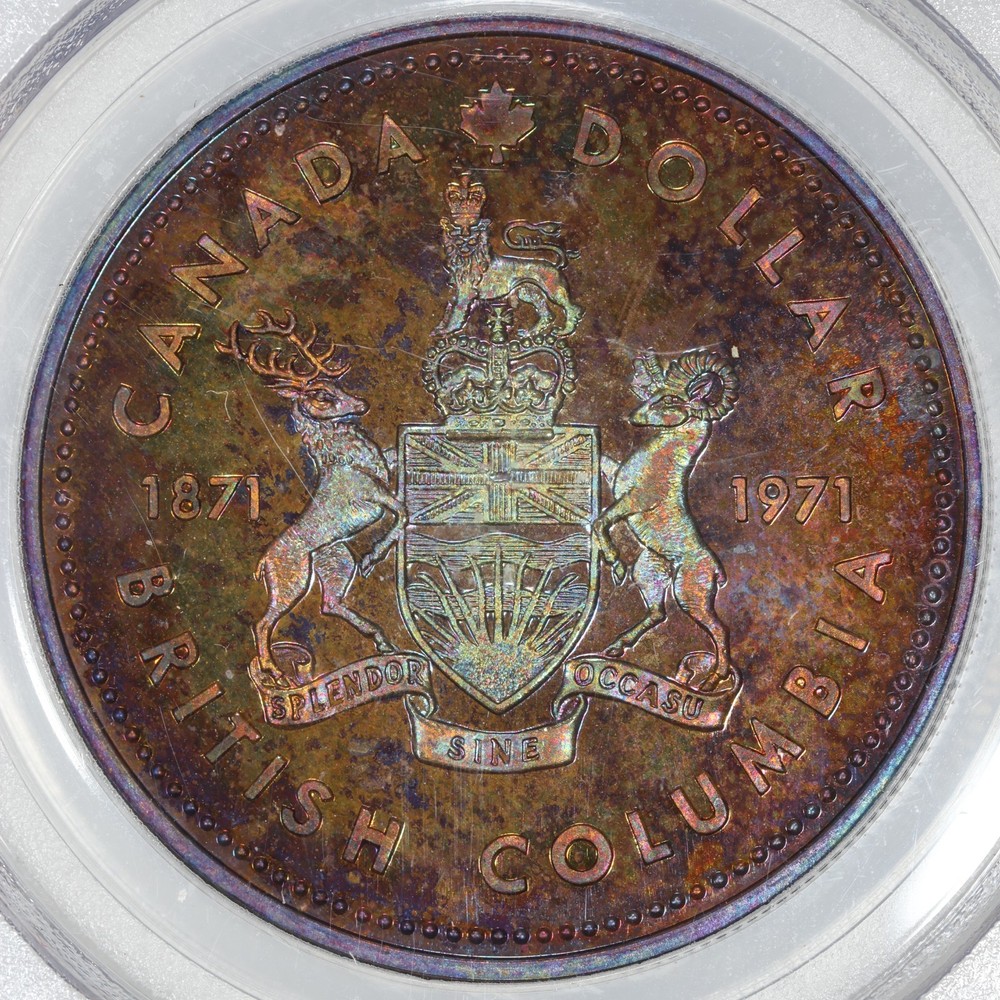 1971 Silver Canada British Columbia Dollar PCGS SP67 - Toned