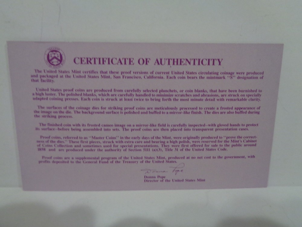 1990-S Proof Set including Original Shipping Box.