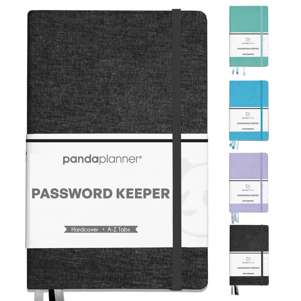 Panda Planner Password Book with A-Z Tabs – Secure Only Book, Black