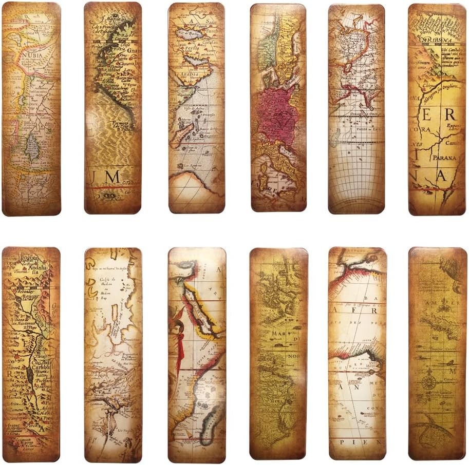 Vintage Map Themed Bookmarks Set