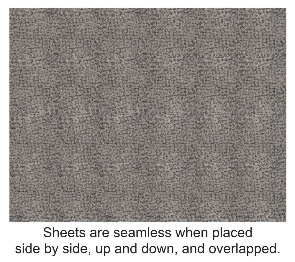 S Scale Gray Cobblestone Model Train Scenery Sheets 5 Seamless 8.5x11