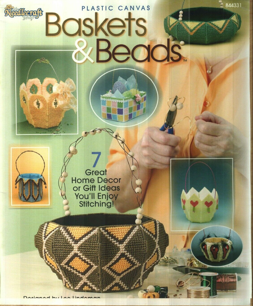 NEW BASKETS & BEADS 7 GREAT DESIGNS NEEDLECRAFT SHOP PLASTIC CANVAS PATTERN BOOK