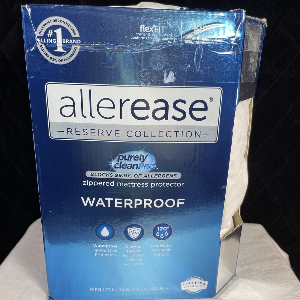 ALLEREASE ZIPPERED MATTRESS PROTECTOR, KING SIZE, NEW, flexFIT,