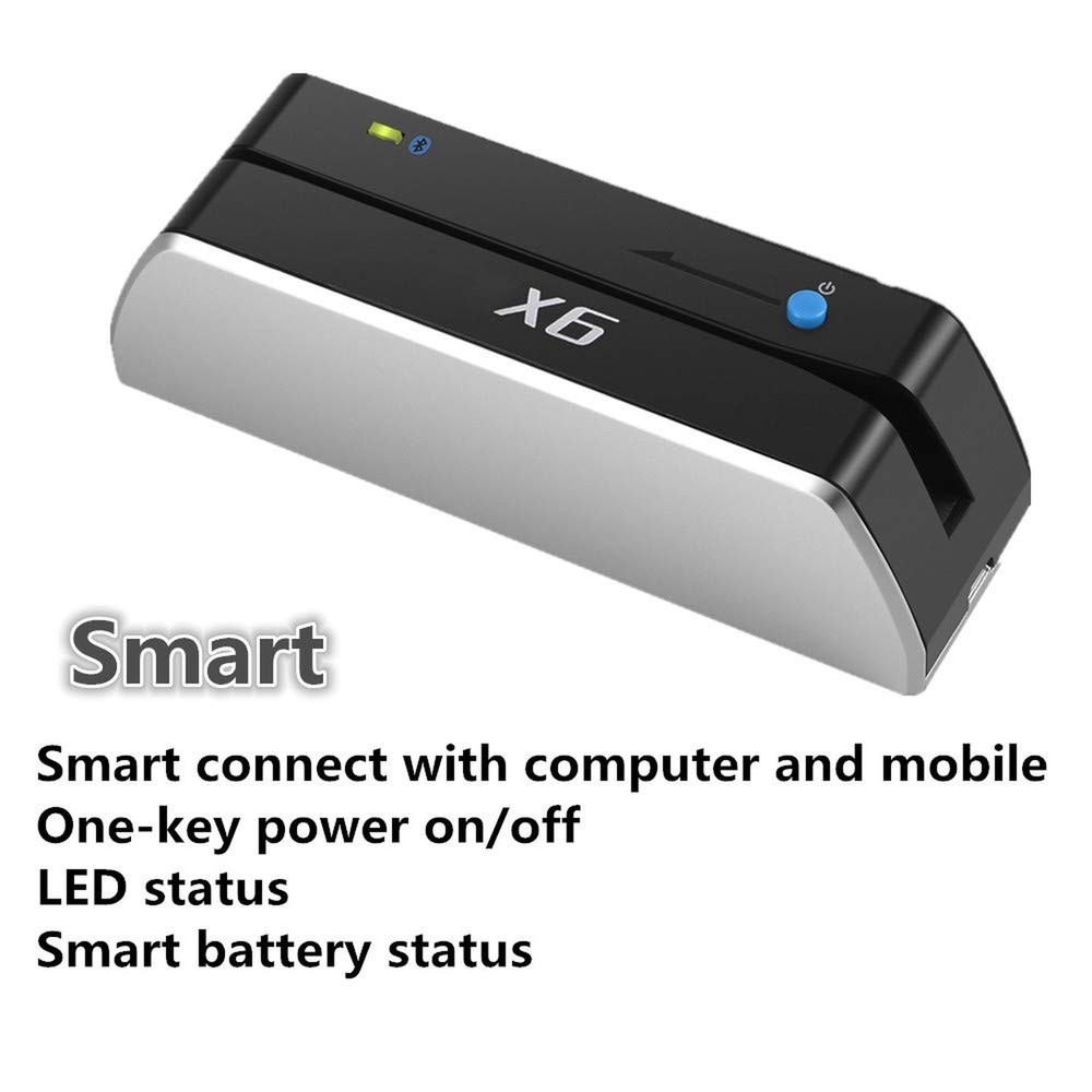 X6BT Bluetooth Mag VIP Card Reader Writer USB 3 Tracks Swipe Encoder