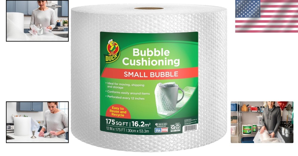 Lightweight Reusable Bubble Cushioning Wrap - 175 FT for Shipping & Moving Needs