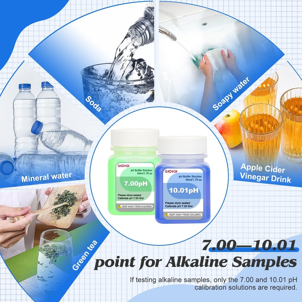 pH Calibration Solution Kit (4,7,10 pH Buffer Solution) & pH Electrode Storag...