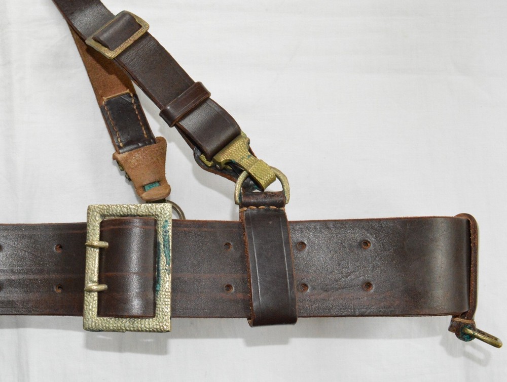 Bulgarian Army officer chestnut leather Belt with Strap