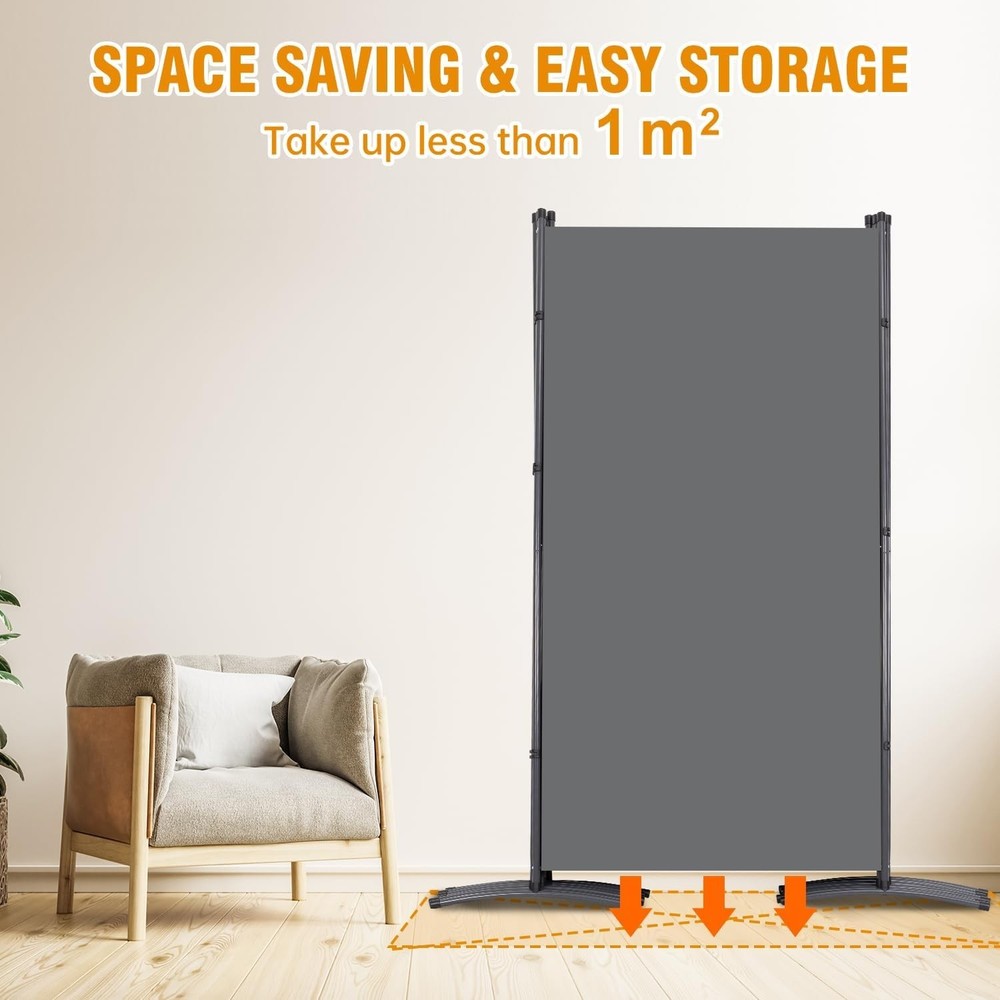 Metal Frame 6 Panel Folding Privacy Screen 6 FT Wall Divider Room Separator