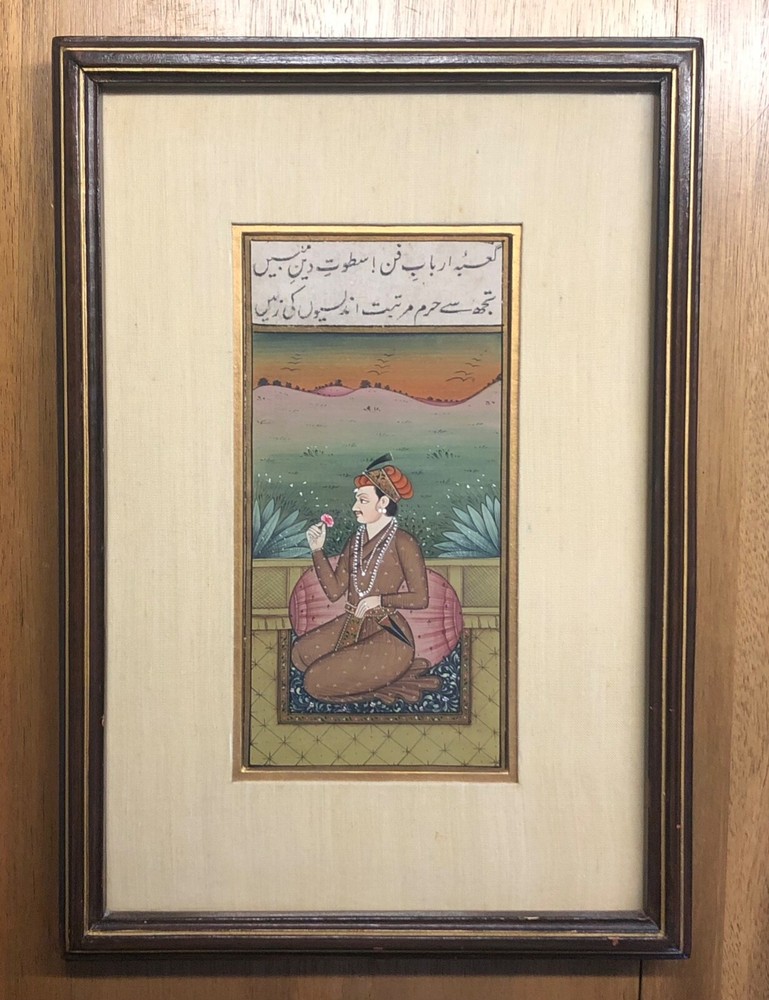 Two Hindi Miniature paintings with Urdu script calligraphy - amazing condition