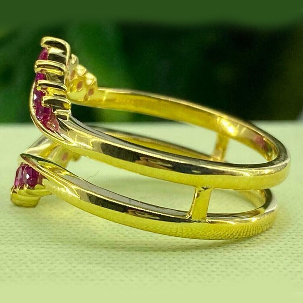 2Ct Round Cut Lab-Created Ruby Enhancer Anniversary Ring 14K Yellow Gold Plated